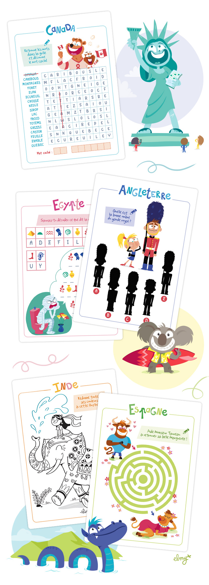 illustrations livret activites voyage enfant